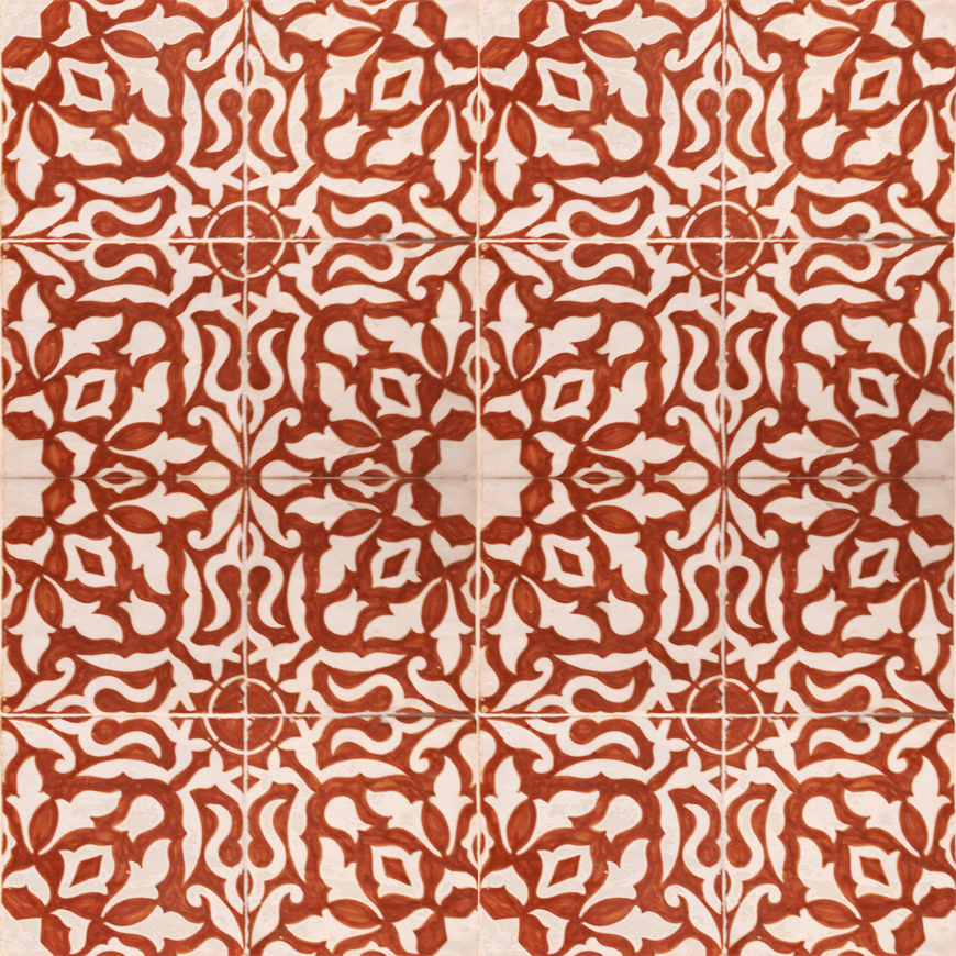 Mosaic House Moroccan tile HPC Custom G 1-henna White  solid {hand painted handpainted 6x6} 